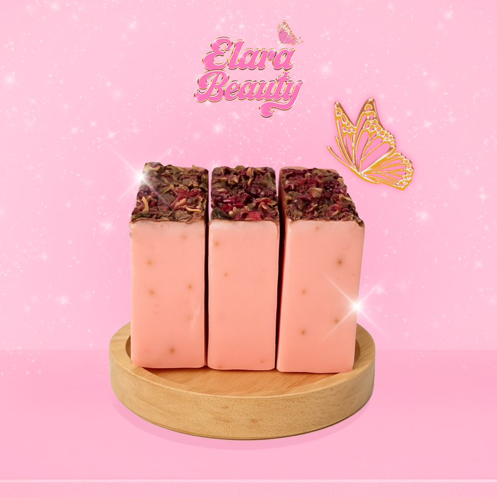 Handmade luxury strawberry milkshake scented soap bar 🍓🍦 gentle exfoliation, softening shea and cocoa butter, soft skin glow ✨