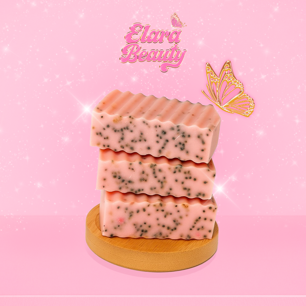 Handmade luxury strawberry milkshake scented soap bar 🍓🍦 gentle exfoliation, softening shea and cocoa butter, soft skin glow ✨